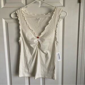 Old Navy White Lettuce Edge Tank S NWT